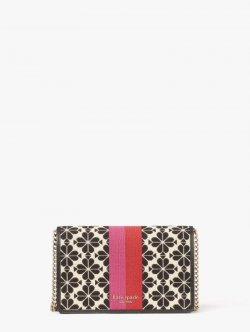 Kate Spade | Cream Multi Spade Flower Jacquard Stripe Chain Wallet