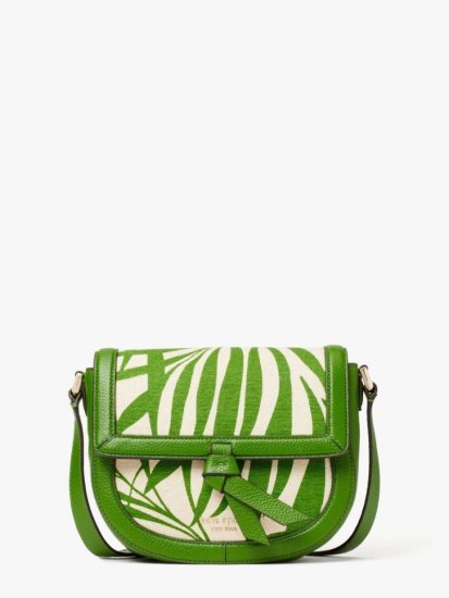 Kate Spade | Bitter Greens Multi Knott Palm Canvas Medium Saddle Bag - Click Image to Close