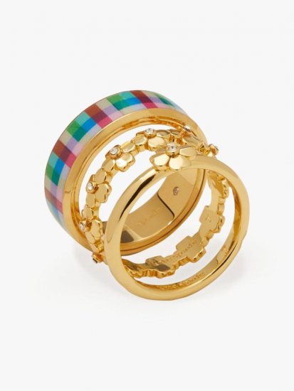 Kate Spade | Sun Dot Heritage Spade Flower Stacked Ring Set - Click Image to Close