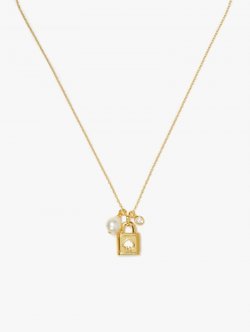 Kate Spade | Cream Multi Lock And Spade Charm Mini Pendant