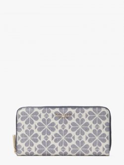 Kate Spade | Slate Blue Multi Spade Flower Coated Canvas Zip-Around Continental Wallet