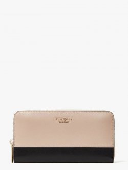 Kate Spade | Warm Beige/Black Spencer Zip-Around Continental Wallet