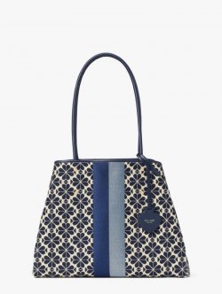 Kate Spade | Blue Multi Spade Flower Jacquard Everything Stripe Large Tote