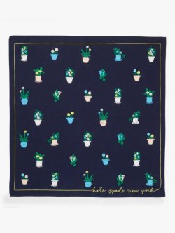 Kate Spade | 431 Squid Ink (April) House Plants Cotton-Silk Bandana