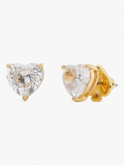 Kate Spade | Clear/Gold My Love Heart Studs - Click Image to Close