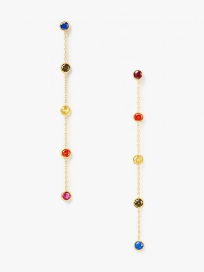 Kate Spade | Multi Rainbow Dot Linear Earrings - Click Image to Close