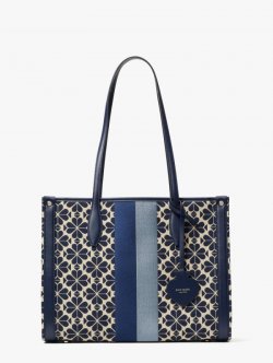 Kate Spade | Blue Multi Spade Flower Jacquard Stripe Market Medium Tote