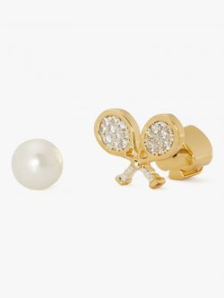 Kate Spade | Cream Multi Queen Of The Court Tennis Asymmetrical Studs