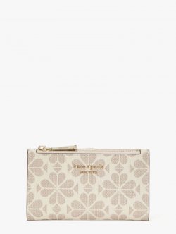 Kate Spade | Parchment Multi Spade Flower Coated Canvas Small Slim Bifold Wallet