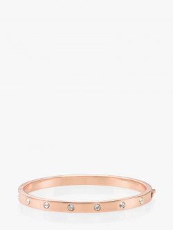 Kate Spade | Clear/Rose Gold Set In Stone Enamel Stone Hinged Bangle