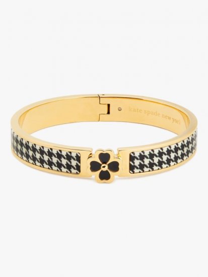 Kate Spade | Houndstooth Heritage Spade Flower Hinged Bangle - Click Image to Close