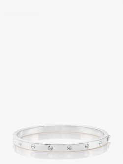 Kate Spade | Clear/Silver Set In Stone Stone Hinged Bangle