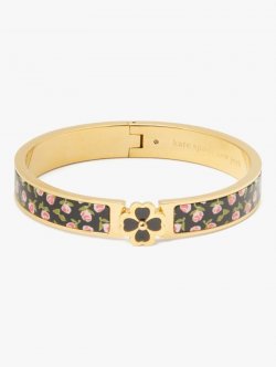 Kate Spade | Black Ditsy Rose Heritage Spade Flower Hinged Bangle