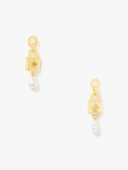 Kate Spade | Cream Multi Lock And Spade Pearl Drop Earrings