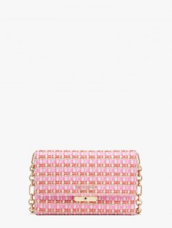 Kate Spade | Pink Multi. Carlyle Raffia Tweed Chain Wallet