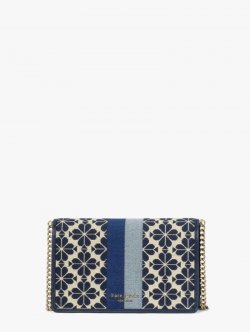 Kate Spade | Blue Multi Spade Flower Jacquard Stripe Chain Wallet